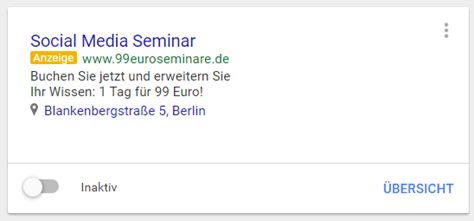 Screenshot: AdWords-Express Anzeige